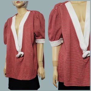 Vintage Cotton Sailor Stripe Deep V Plus Size 20